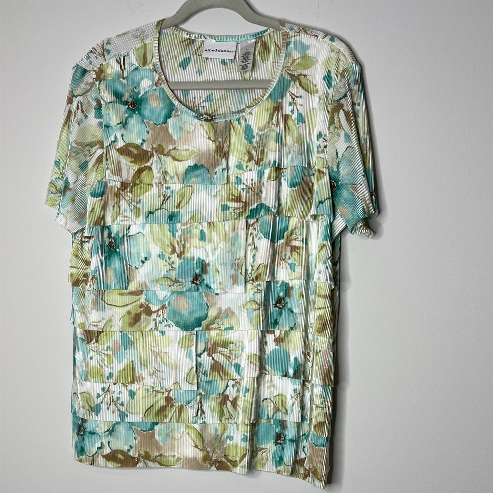 Alfred Dunner Green and Blue Floral Blouse
